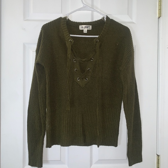 Army Green laced sweater - Picture 1 of 2